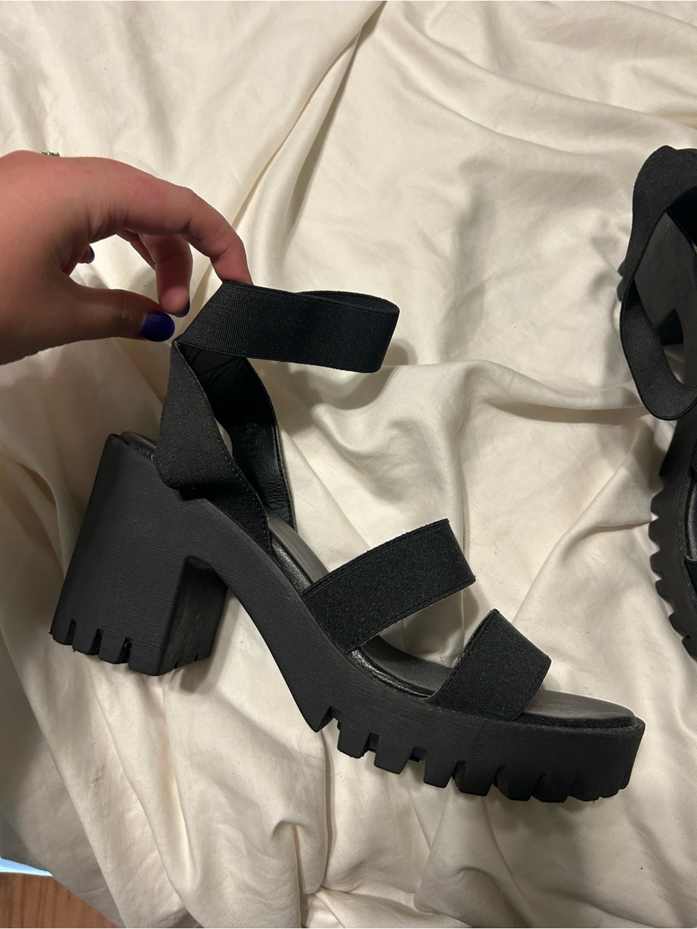 Madden Girl Black Chunky Platform Strappy Heels